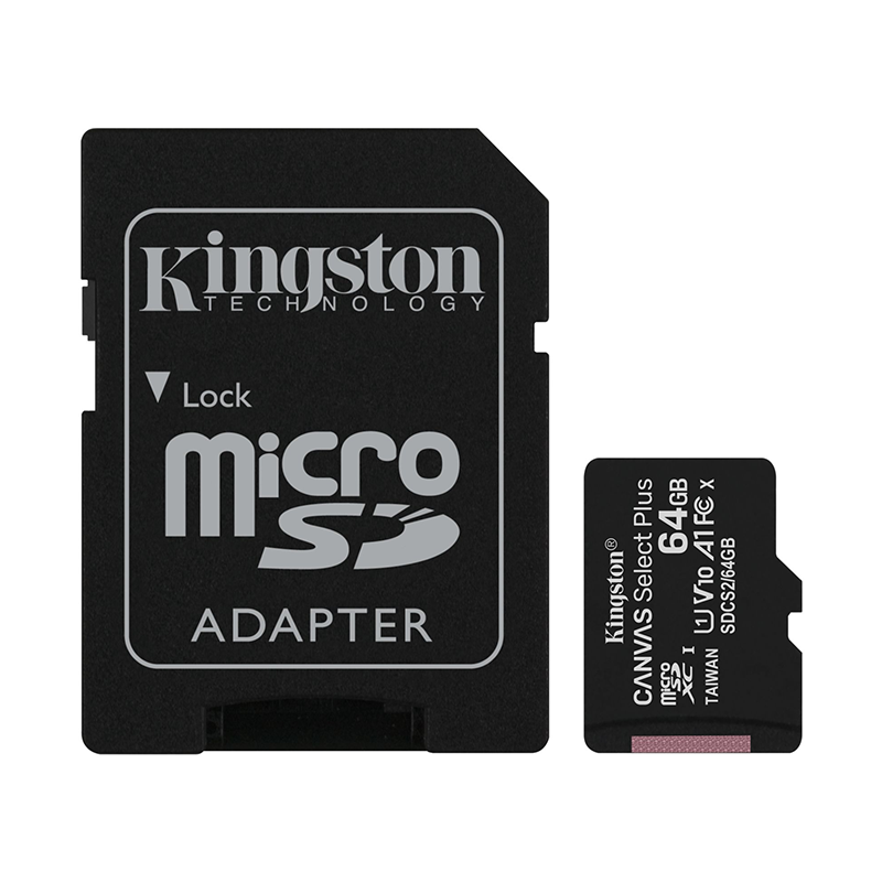 KINGSTON CANVAS SELECT PLUS 64GB U10 MICRO SD CON ADAPTADOR